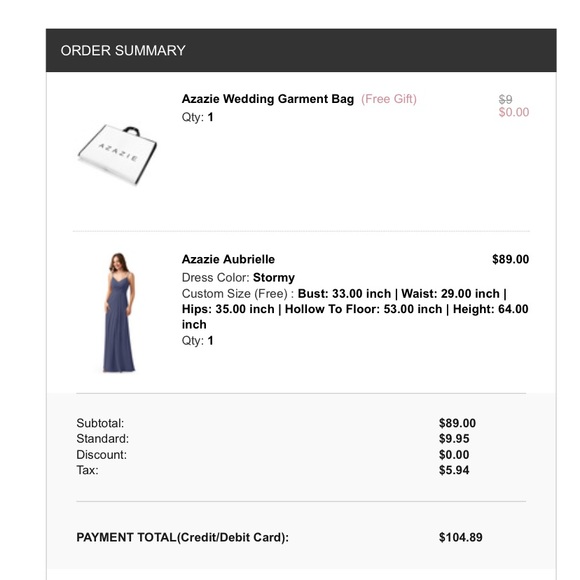 Azazie Aubrielle Color Stormy custom fit - Picture 7 of 7